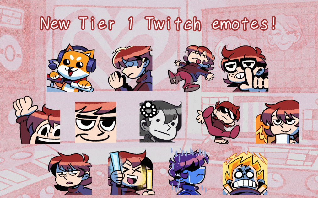 A selection of animated Twitch emotes made for Tangomushi.