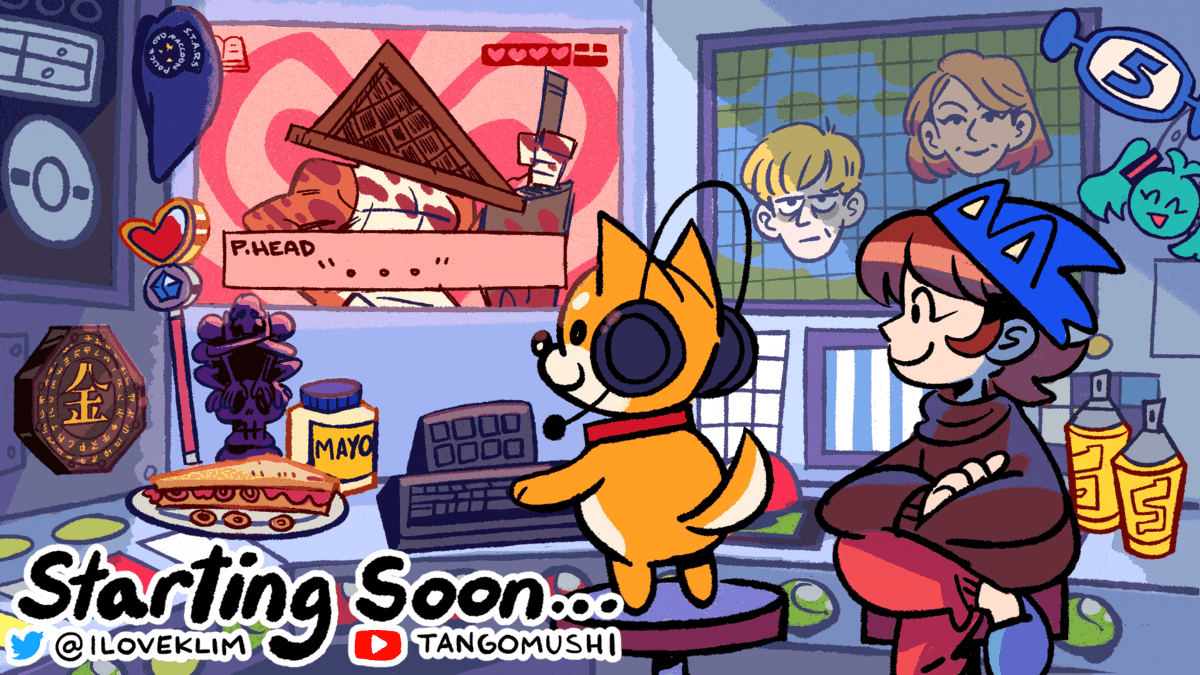 A &#39;Starting Soon&#39; animated screen for Tangomushi&#39;s Twitch streams.