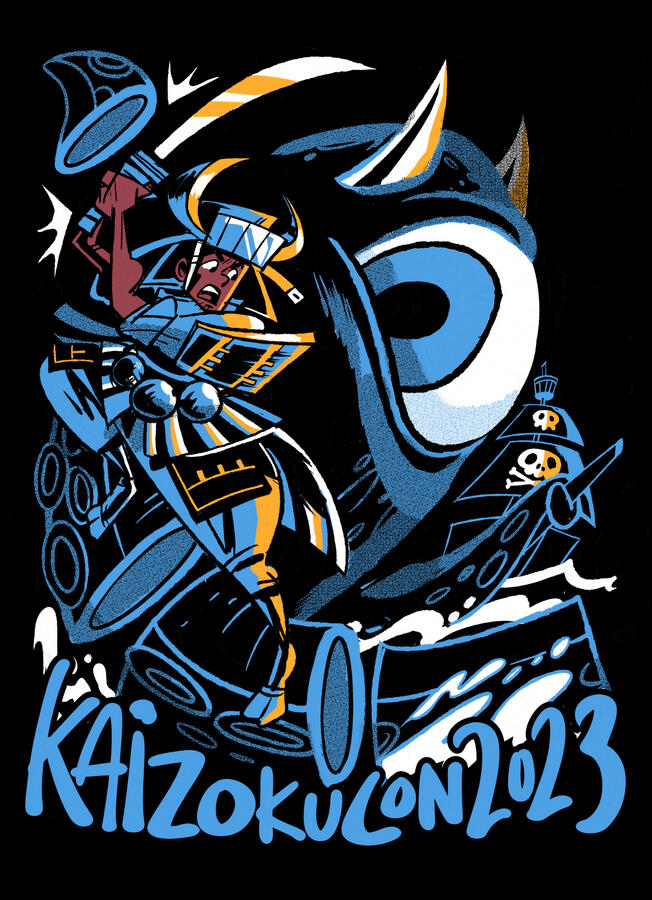 Shirt design for Kaizokucon 2023.