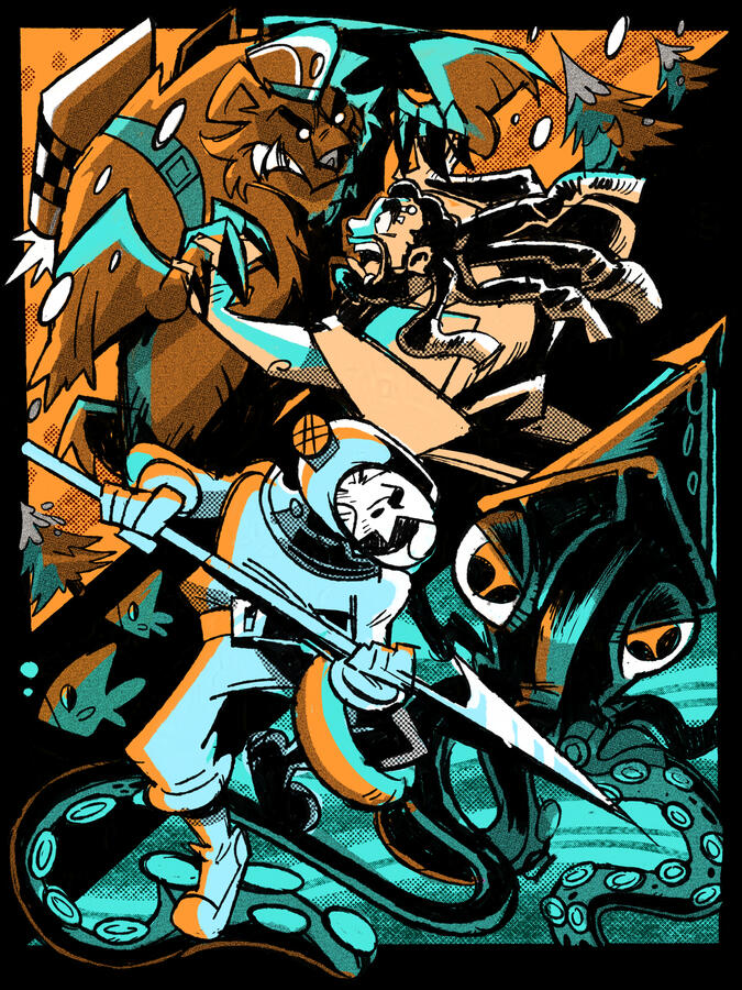 Shirt design for Eyepatchwolf and WoolieVersus&#39;s VersusWolves podcast.